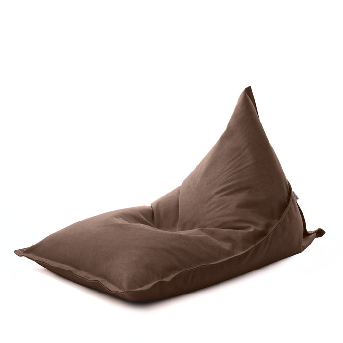 Pouf Shongo medio a forma di triangolo in tessuto antimacchia Dali per interno dim: 90x135 cm