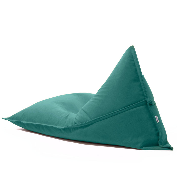 Pouf Shongo medio a forma di triangolo in tessuto antimacchia Dali per interno dim: 90x135 cm
