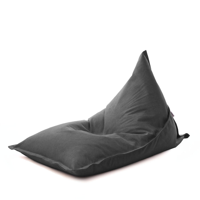 Pouf Shongo medio a forma di triangolo in tessuto antimacchia Dali per interno dim: 90x135 cm