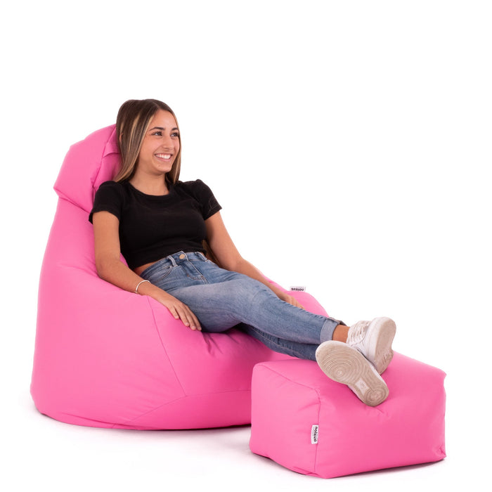 Pouf poltrona sacco Herry con poggiapiedi in omaggio, Avalon in tessuto poliestere Jive per interno. Dim: Ø80 x H90 cm