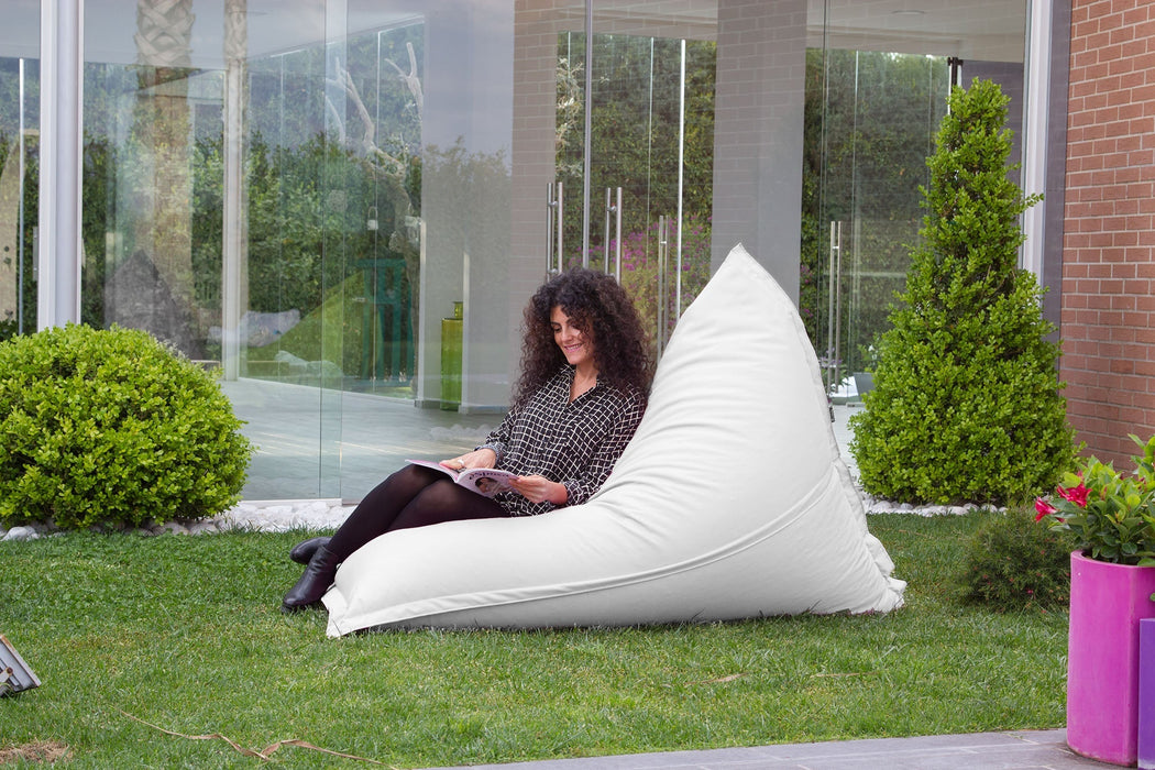 Pouf Shongo grande a forma di triangolo Sfoderabile con sacca interna in tessuto Jive per interno, Antistrappo, Impermeabile, dim: 140x175 cm