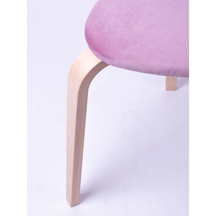 Sgabello Rotary moderno in velluto con struttura in legno naturale chiaro dim: H 45 cm x Diam 35 cm