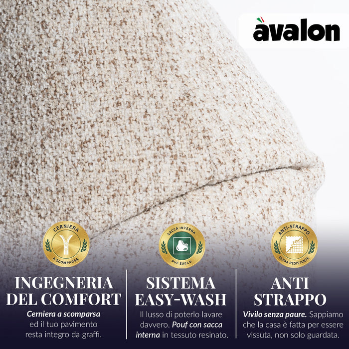 Pouf Poltrona Sacco Grande Ploof Avalon in tessuto Grisaglia per interno dim. Ø85 x H90 cm