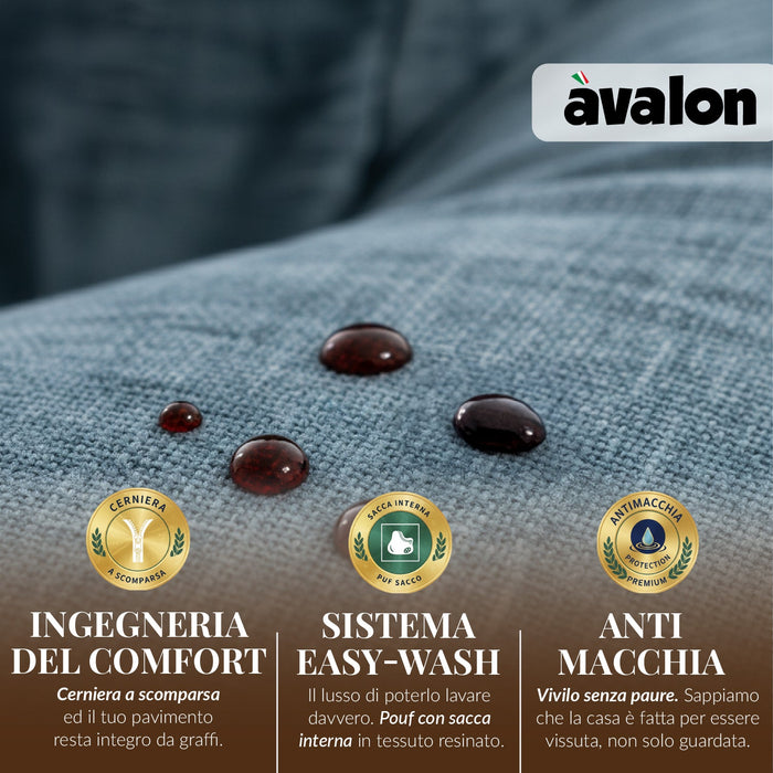 Pouf Poltrona Sacco Grande BAG L Avalon in tessuto Antimacchia Cannet per interno dim. 80 x 125 cm