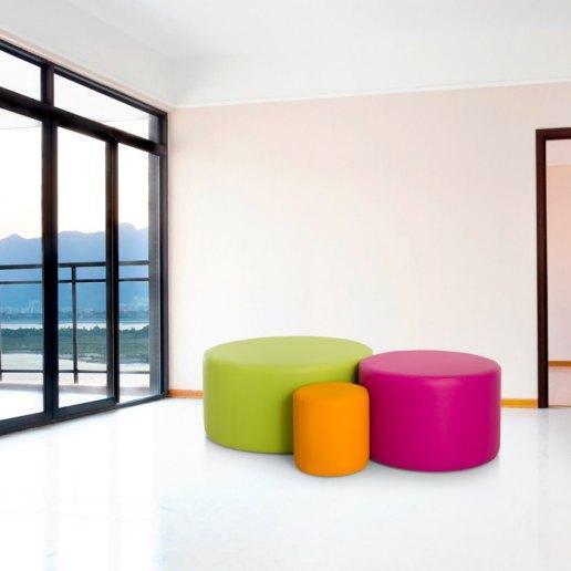 Avalon Pouf Rigido Cilindro Similpelle Mamba Trendy Classe 1-IM Ignifugo per Interno ed Esterno. Dim: Ø70 cm X H43 cm