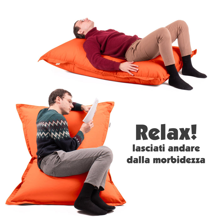 Pouf Cuscino Thin medio sacca vuota in tessuto antistrappo impermeabile Jive per interno dim.135x90 cm