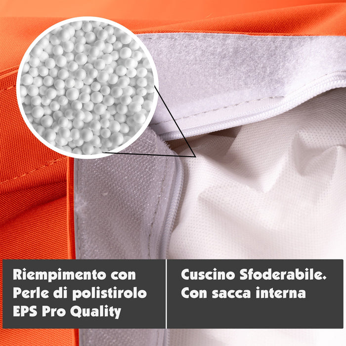 Pouf Cuscino Thin medio sacca vuota in tessuto antistrappo impermeabile Jive per interno dim.135x90 cm