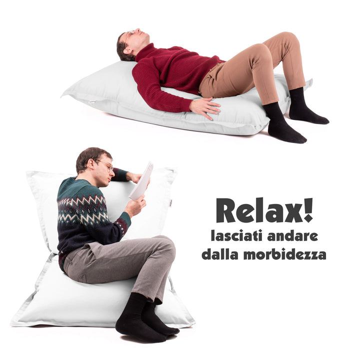 Pouf Cuscino Thin medio sacca vuota in tessuto antistrappo impermeabile Jive per interno dim.135x90 cm