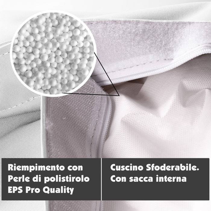 Pouf Cuscino Thin medio sacca vuota in tessuto antistrappo impermeabile Jive per interno dim.135x90 cm