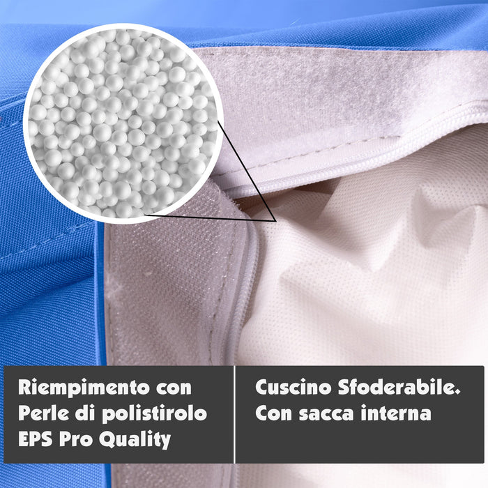 Pouf Cuscino Thin medio sacca vuota in tessuto antistrappo impermeabile Jive per interno dim.135x90 cm