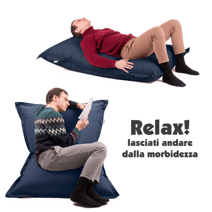 Pouf Cuscino Thin medio sacca vuota in tessuto antistrappo impermeabile Jive per interno dim.135x90 cm
