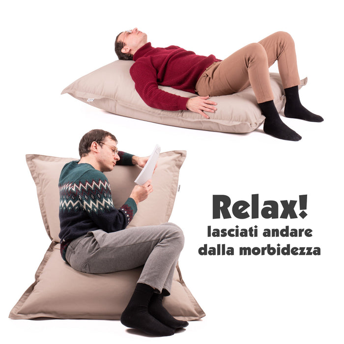 Pouf Cuscino Thin medio sacca vuota in tessuto antistrappo impermeabile Jive per interno dim.135x90 cm