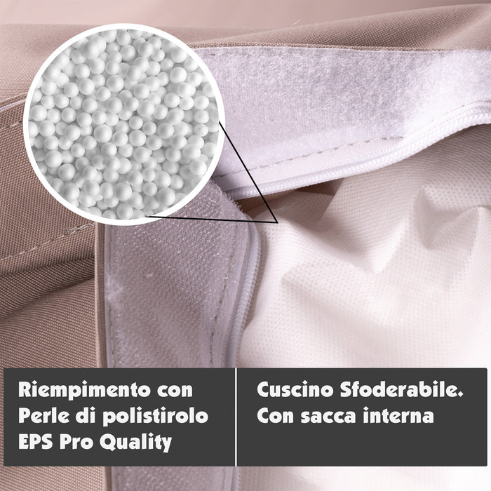 Pouf Cuscino Thin medio sacca vuota in tessuto antistrappo impermeabile Jive per interno dim.135x90 cm