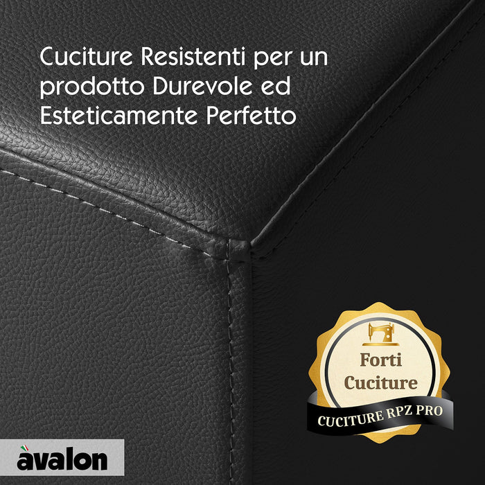 Avalon Pouf Rigido Cubo Finta pelle Jazz per Interno ed Esterno. Dim: Larg. 40 cm X Prof. 40 cm X Alt. 43 cm