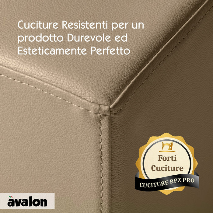 Avalon Pouf Rigido Cubo Finta pelle Jazz per Interno ed Esterno. Dim: Larg. 40 cm X Prof. 40 cm X Alt. 43 cm
