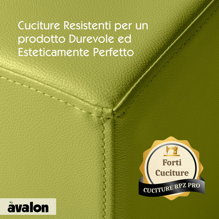 Avalon Pouf Rigido Cubo Finta pelle Jazz per Interno ed Esterno. Dim: Larg. 40 cm X Prof. 40 cm X Alt. 43 cm