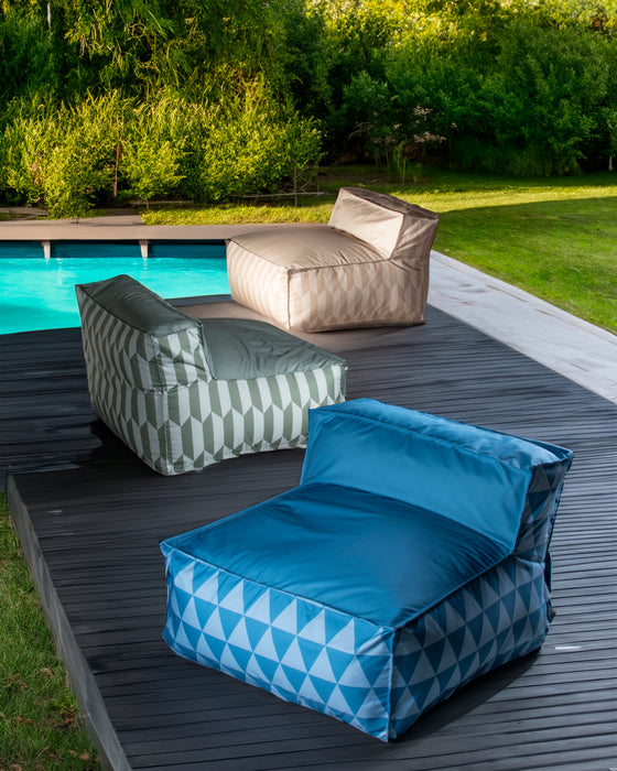 Pouf poltrona 1 posto Deluz in tessuto Geometrica per interno e per esterno. Dim. 98x98xH65 cm