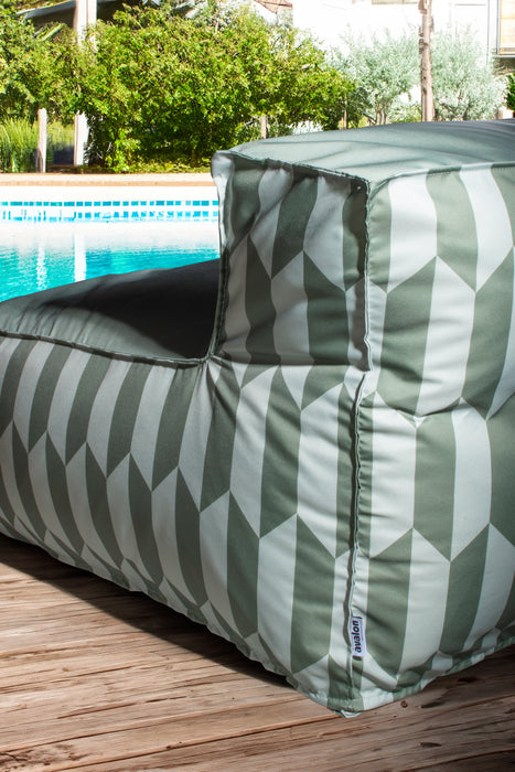 Pouf poltrona 1 posto Deluz in tessuto Geometrica per interno e per esterno. Dim. 98x98xH65 cm