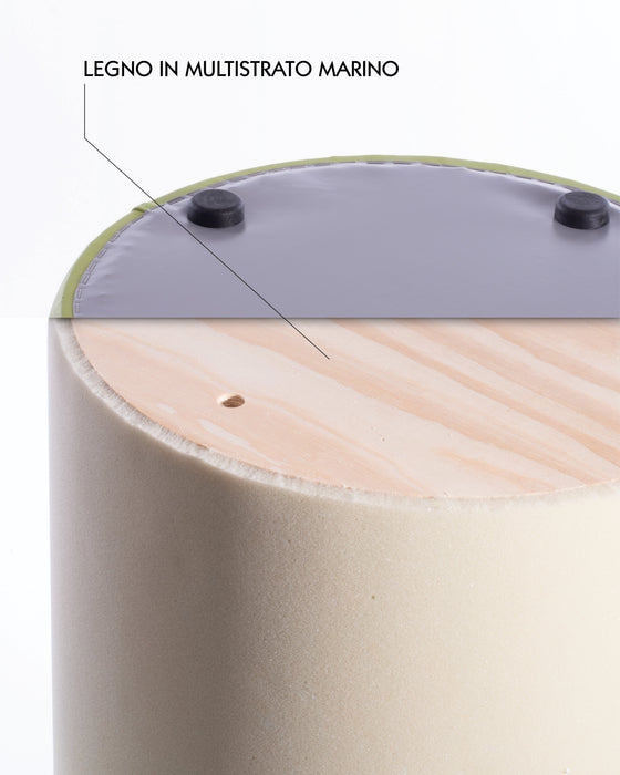 Avalon Pouf Rigido Cilindro Similpelle Mamba Trendy Classe 1-IM Ignifugo per Interno ed Esterno. Dim: Ø90 cm X H43 cm