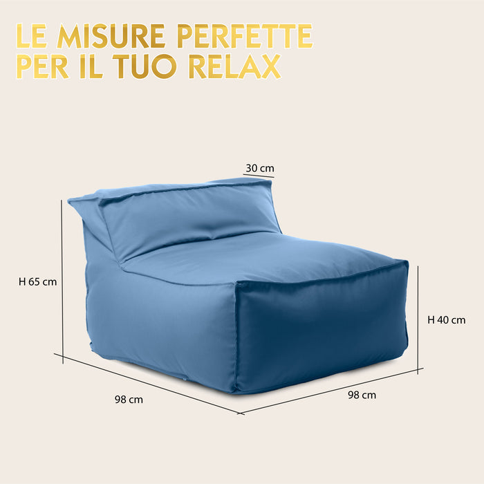 Pouf poltrona 1 posto Deluz Avalon in tessuto Tropical per esterno. Dim: 98x98x65 cm