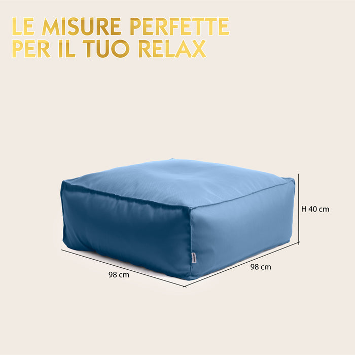 Pouf Deluz Avalon  in tessuto Tropical per esterno. Dim: 98x98x40 cm