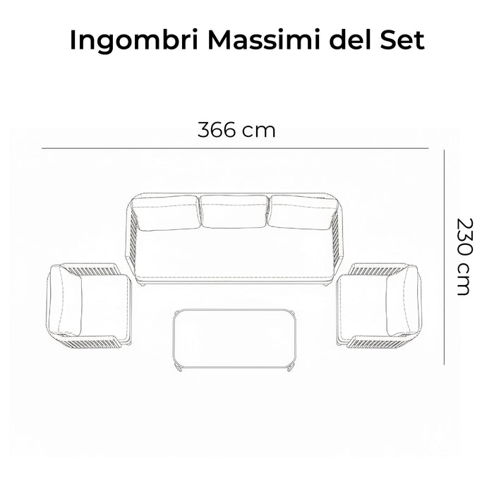 Linea Oasi Set Salotto da Esterno Avalon, Divani e Tavolino per Giardino, Terrazzo, Balcone, Comfort e Stile Naturale