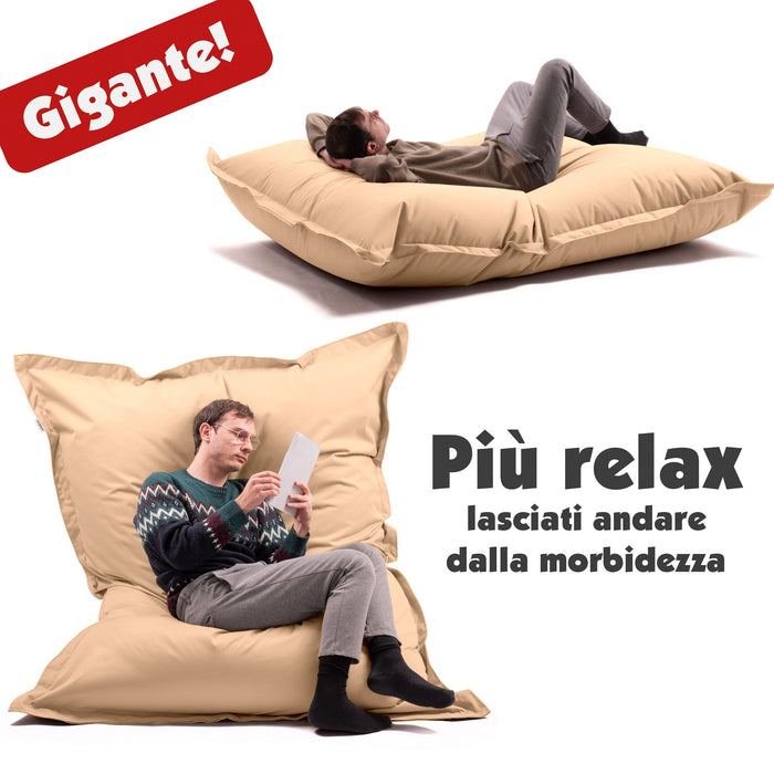 Pouf Cuscino Thin gigante sacca vuota in tessuto antistrappo impermeabile Jive per interno dim.200x140cm