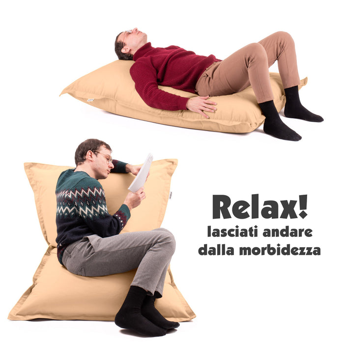 Pouf Cuscino Thin medio sacca vuota in tessuto antistrappo impermeabile Jive per interno dim.135x90 cm