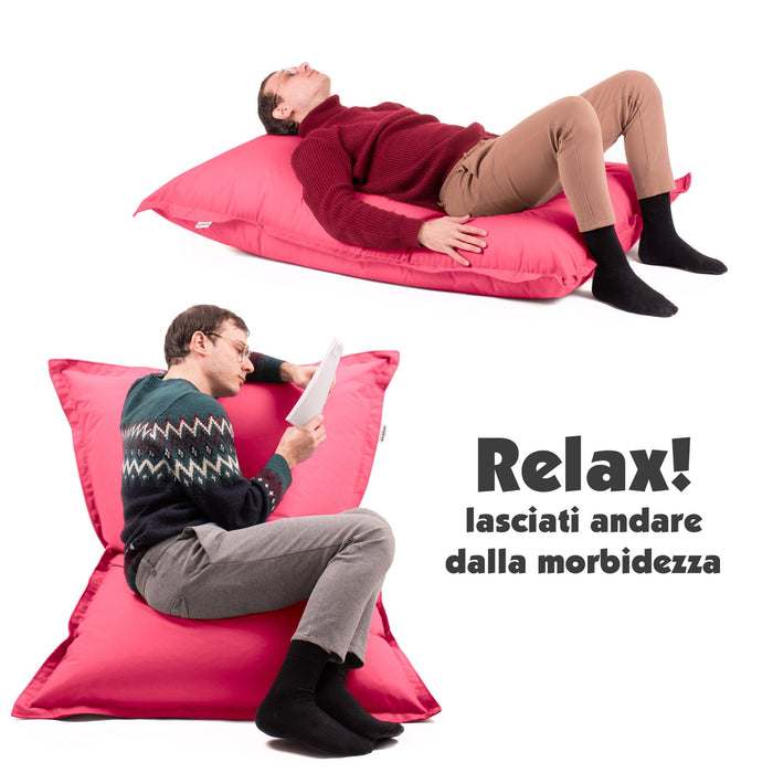Pouf Cuscino Thin medio sacca vuota in tessuto antistrappo impermeabile Jive per interno dim.135x90 cm