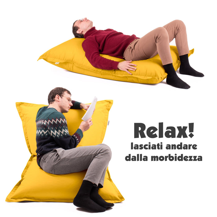 Pouf Cuscino Thin medio sacca vuota in tessuto antistrappo impermeabile Jive per interno dim.135x90 cm