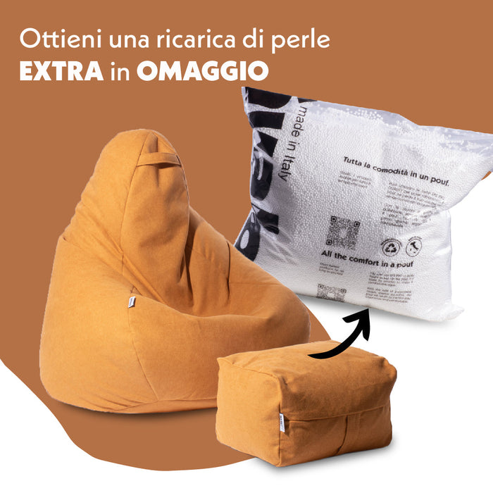Puff sacco Herry con poggiapiedi in omaggio in tessuto antimacchia Dali dim: 80x80 cm