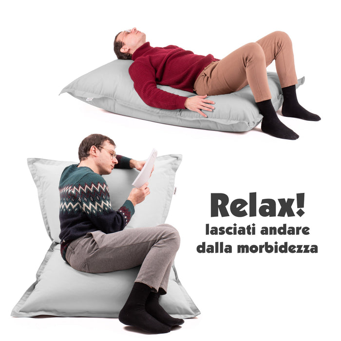 Pouf Cuscino Thin medio sacca vuota in tessuto antistrappo impermeabile Jive per interno dim.135x90 cm