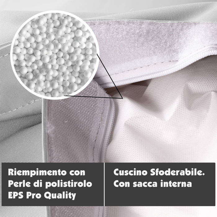 Pouf Cuscino Thin medio sacca vuota in tessuto antistrappo impermeabile Jive per interno dim.135x90 cm