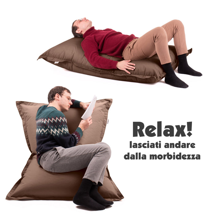 Pouf Cuscino Thin medio sacca vuota in tessuto antistrappo impermeabile Jive per interno dim.135x90 cm