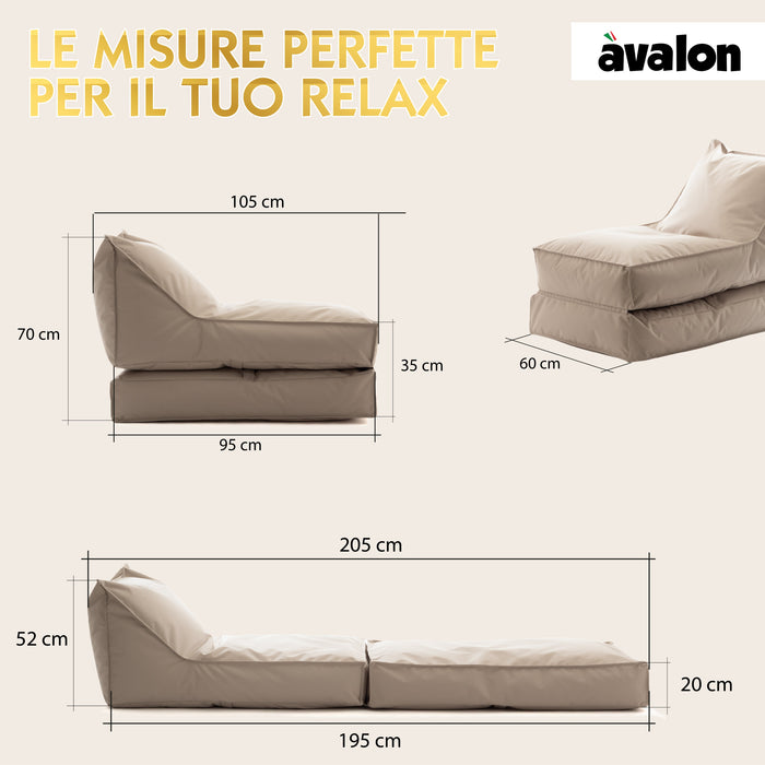 Pouf Poltrona Badd Duo Avalon in tessuto poliestere Jive Per Interno. Dim: 95x60 cm