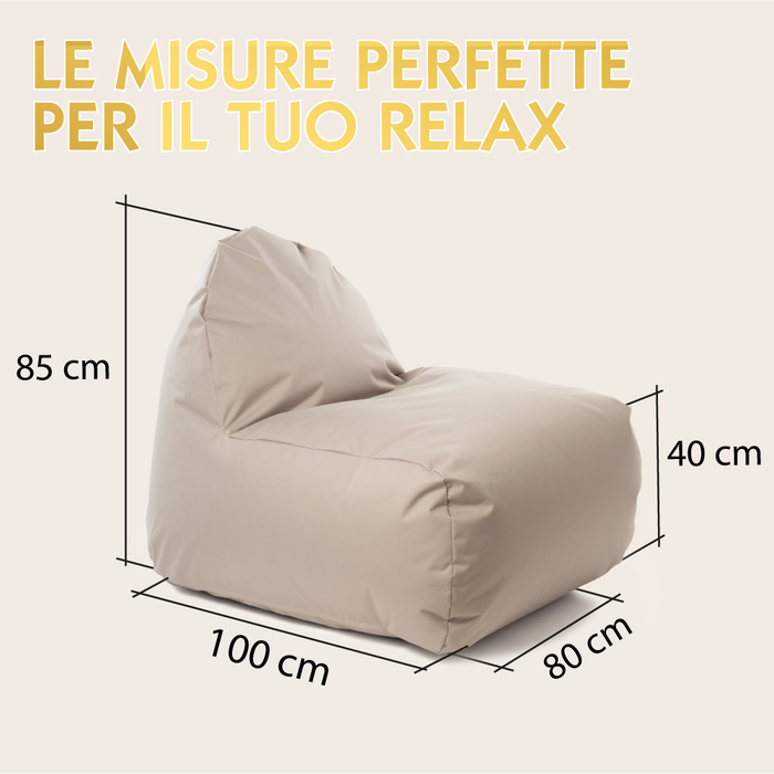 Pouf poltrona Arko Avalon in tessuto poliestere Samba Per Esterno, Sfoderabile con Sacca Interna, Dim. 80x100 cm
