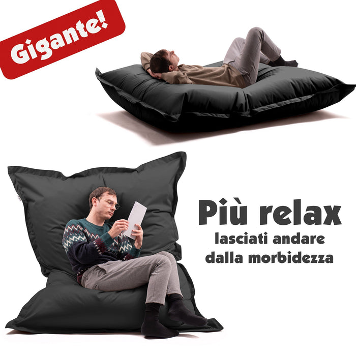 Pouf Cuscino Thin gigante sacca vuota in tessuto antistrappo impermeabile Jive per interno dim.200x140cm
