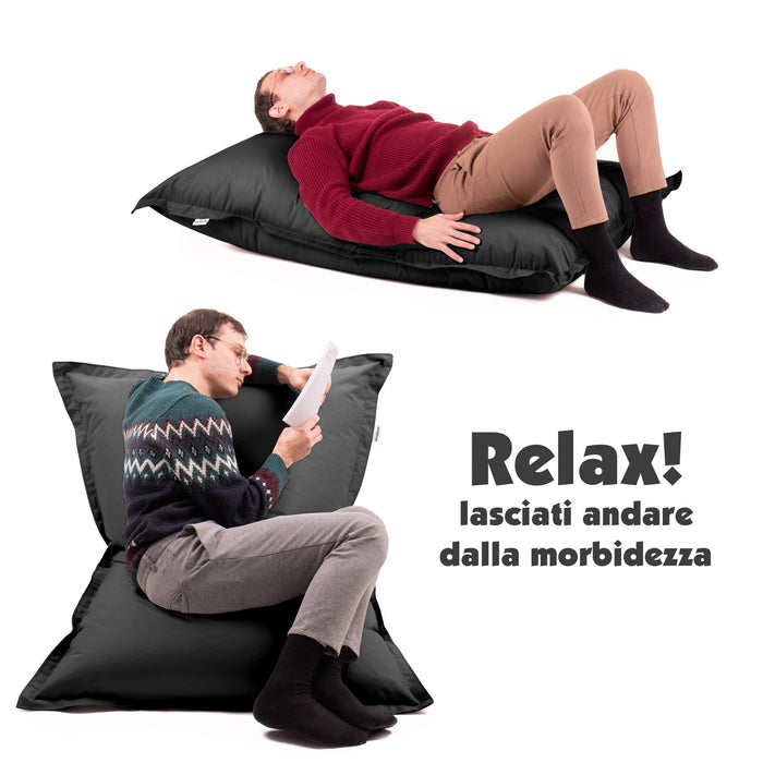 Pouf Cuscino Thin medio sacca vuota in tessuto antistrappo impermeabile Jive per interno dim.135x90 cm