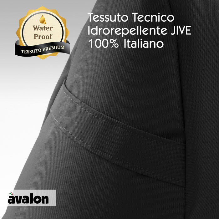Pouf poltrona sacco Grande con braccioli Ploof, sfoderabile con sacca interna, Avalon in tessuto poliestere Jive per interno Imbottito, Antistrappo, Impermeabile Dim: Ø85 x H90 cm