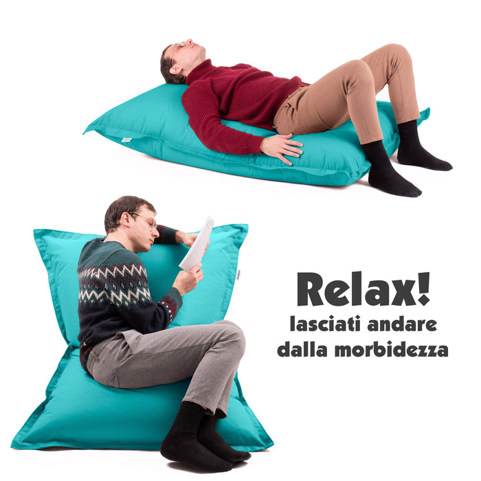 Pouf Cuscino Thin medio sacca vuota in tessuto antistrappo impermeabile Jive per interno dim.135x90 cm