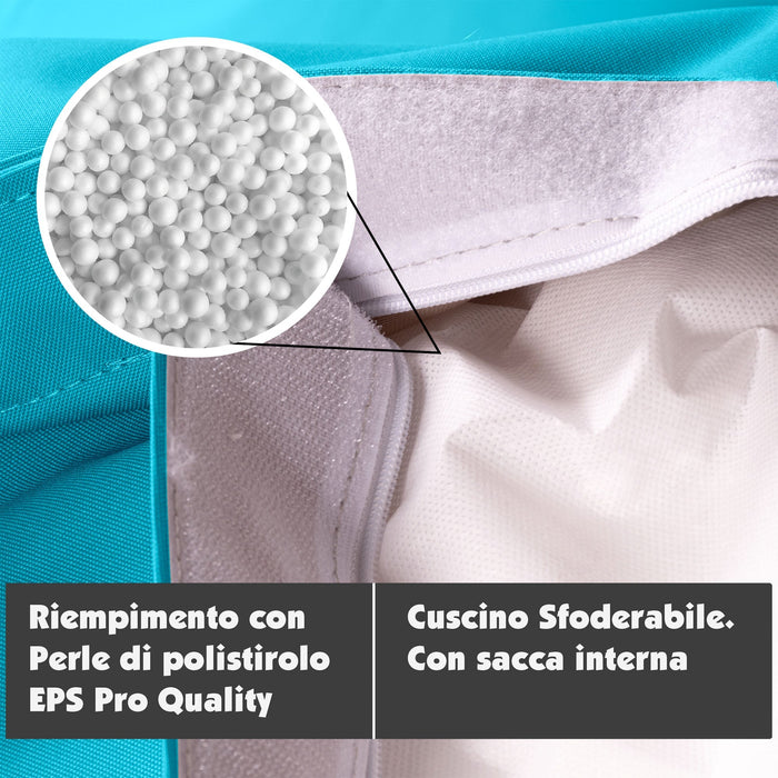 Pouf Cuscino Thin gigante sacca vuota in tessuto antistrappo impermeabile Jive per interno dim.200x140cm