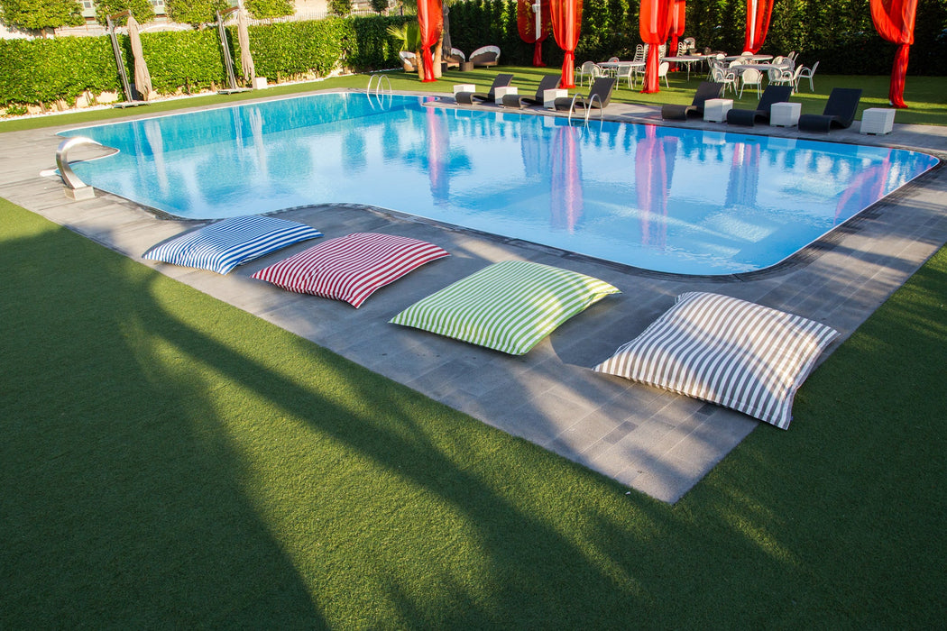Pouf poltrona Cuscino Thin grande Sfoderabile Soloacryl Tessuto Tropicale Fasciato Imbottito Dim. 140x175 Cm