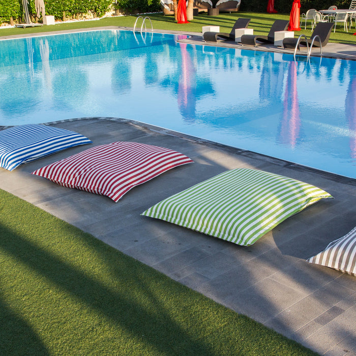 Pouf poltrona Cuscino Thin grande Sfoderabile Soloacryl Tessuto Tropicale Fasciato Imbottito Dim. 140x175 Cm