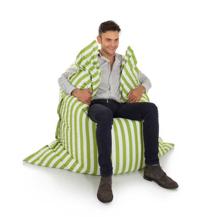 Pouf poltrona Cuscino Thin grande Sfoderabile Soloacryl Tessuto Tropicale Fasciato Imbottito Dim. 140x175 Cm