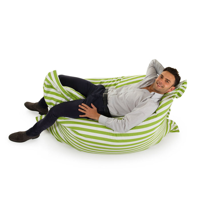 Pouf poltrona Cuscino Thin grande Sfoderabile Soloacryl Tessuto Tropicale Fasciato Imbottito Dim. 140x175 Cm