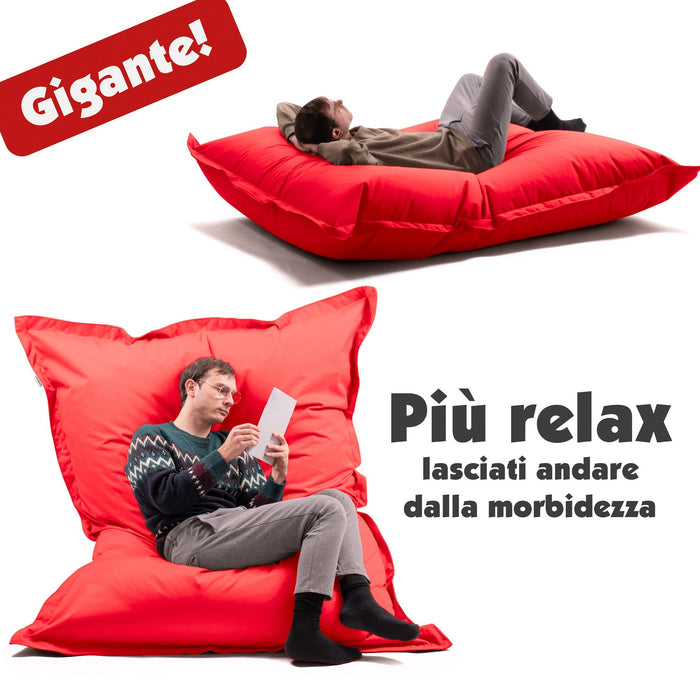 Pouf Cuscino Thin gigante sacca vuota in tessuto antistrappo impermeabile Jive per interno dim.200x140cm