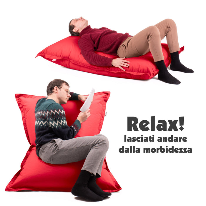 Pouf Cuscino Thin medio sacca vuota in tessuto antistrappo impermeabile Jive per interno dim.135x90 cm