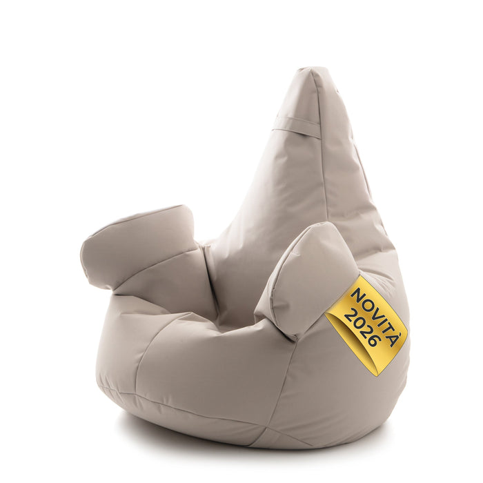 Pouf poltrona sacco Grande con braccioli Ploof, sfoderabile con sacca interna, Avalon in tessuto poliestere Jive per interno Imbottito, Antistrappo, Impermeabile Dim: Ø85 x H90 cm