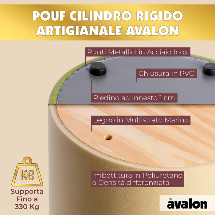 Avalon Pouf Rigido Cilindro Finta pelle Jazz per Interno ed Esterno Dim: Ø40 cm X H43 cm