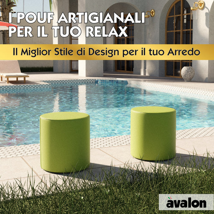 Avalon Pouf Rigido Cilindro Finta pelle Jazz per Interno ed Esterno Dim: Ø40 cm X H43 cm